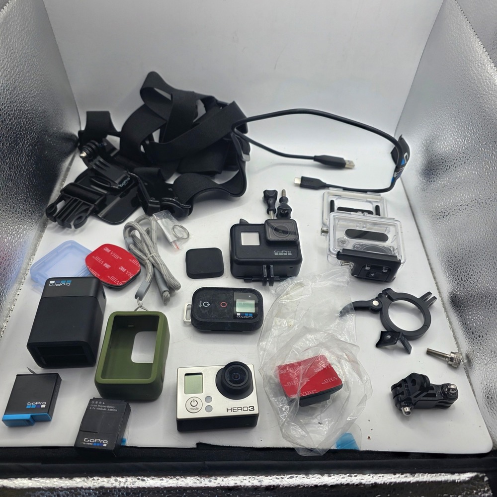 GoPro HERO5 Black & HERO3 Camera Lot Remote Batteries Mounts Accessories Unteste